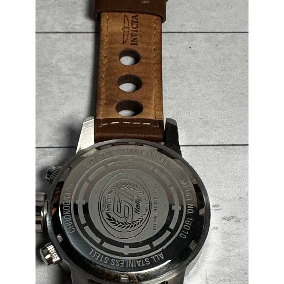 NEW Invicta 16010 Men's S1 Rally Chronograph White Dial Brown Leather SS Watch - Picture 5 of 6